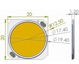 Outline drawing - BS LCOB25 COB LED Light engine